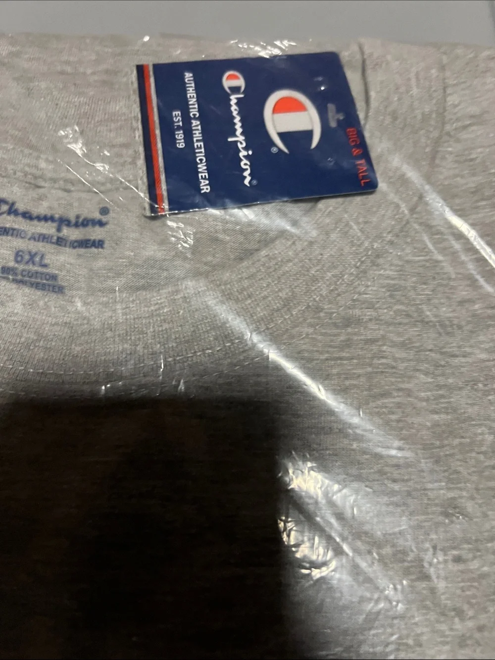 Champion Oxford Heather Logo Tee - Gray with Cream Accent sz 6XL - Picture 3 of 3